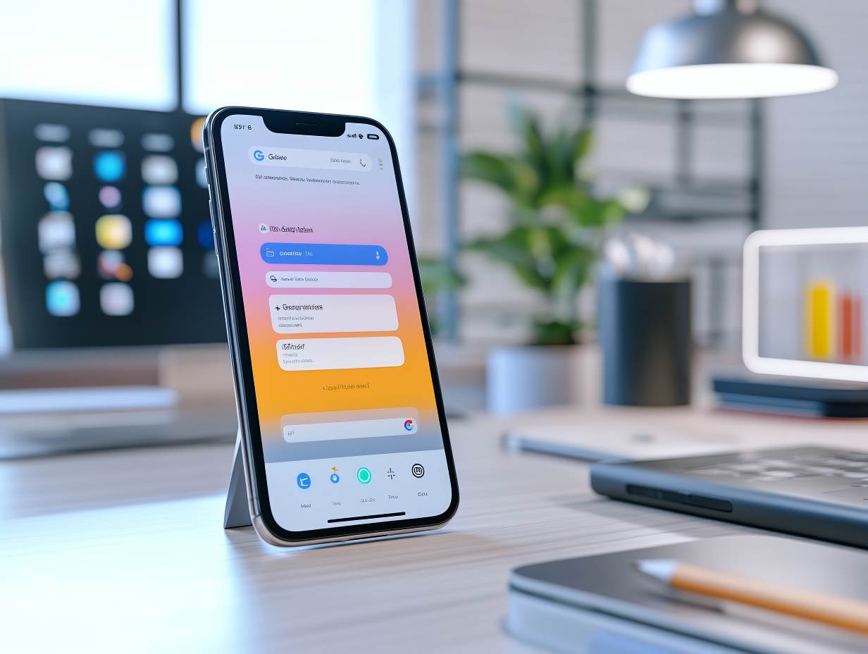 Interface de Gemini Live sur iPhone montrant une interaction vocale fluide.